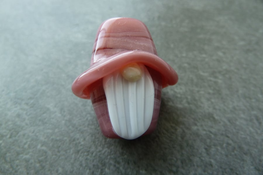 pink gnome lampwork glass bead