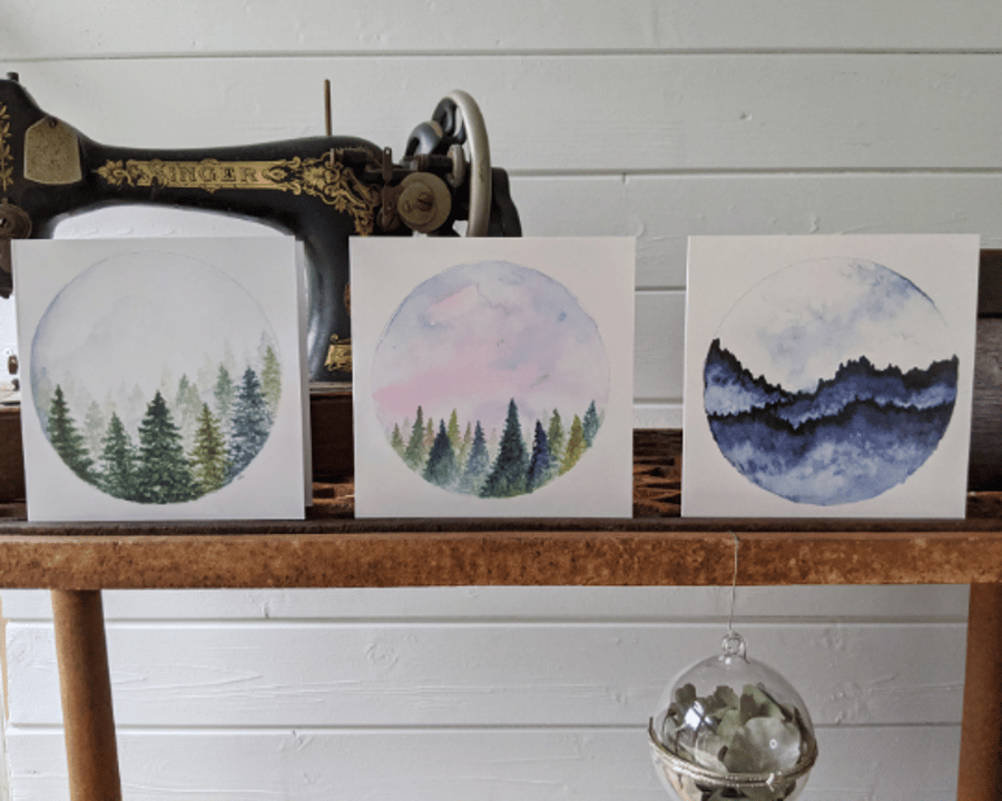 Forest watercolour blank cards