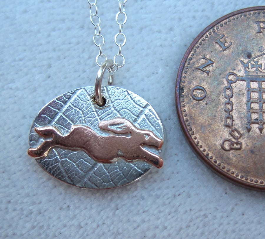 Running Hare Silver Pendant - (Moonlight Series) - dainty