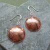 Dandelion Disc Copper Earrings With Sterling Silver Ear Wires