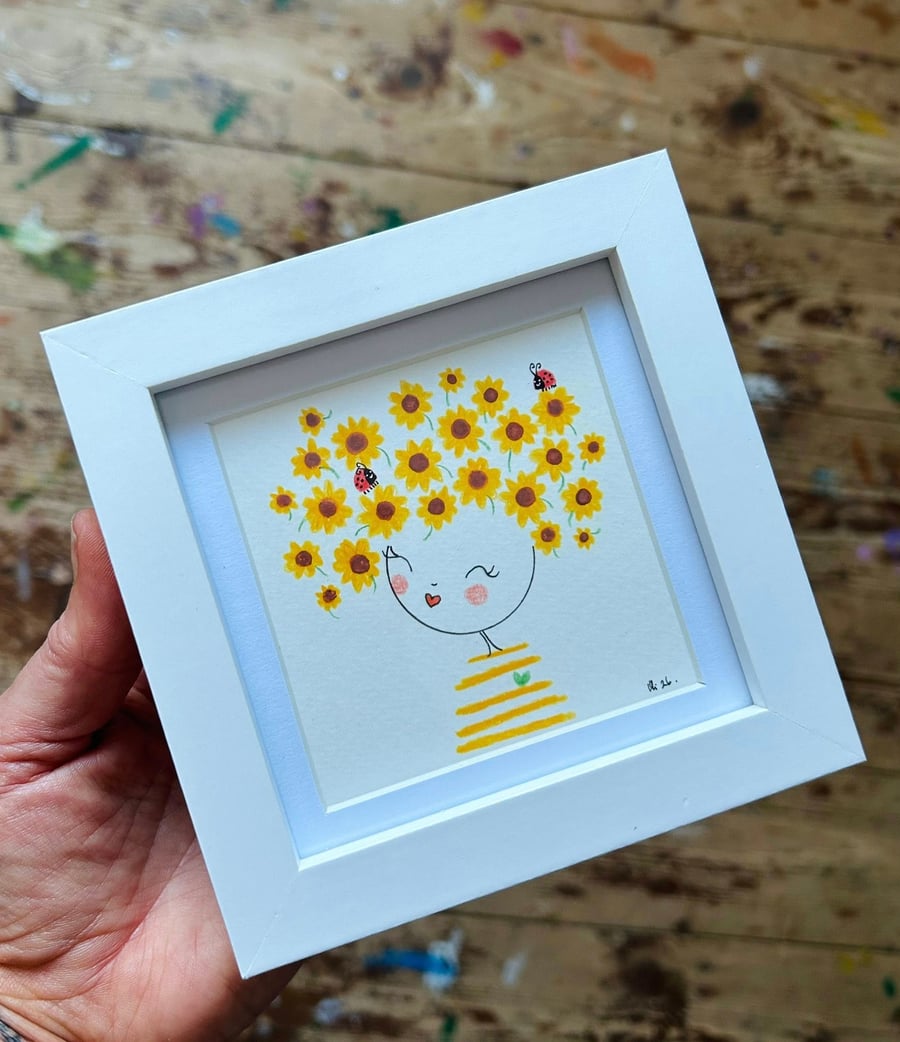 Goldie - Framed Original Mini Illustration