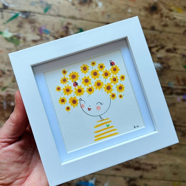 Goldie - Framed Original Mini Illustration