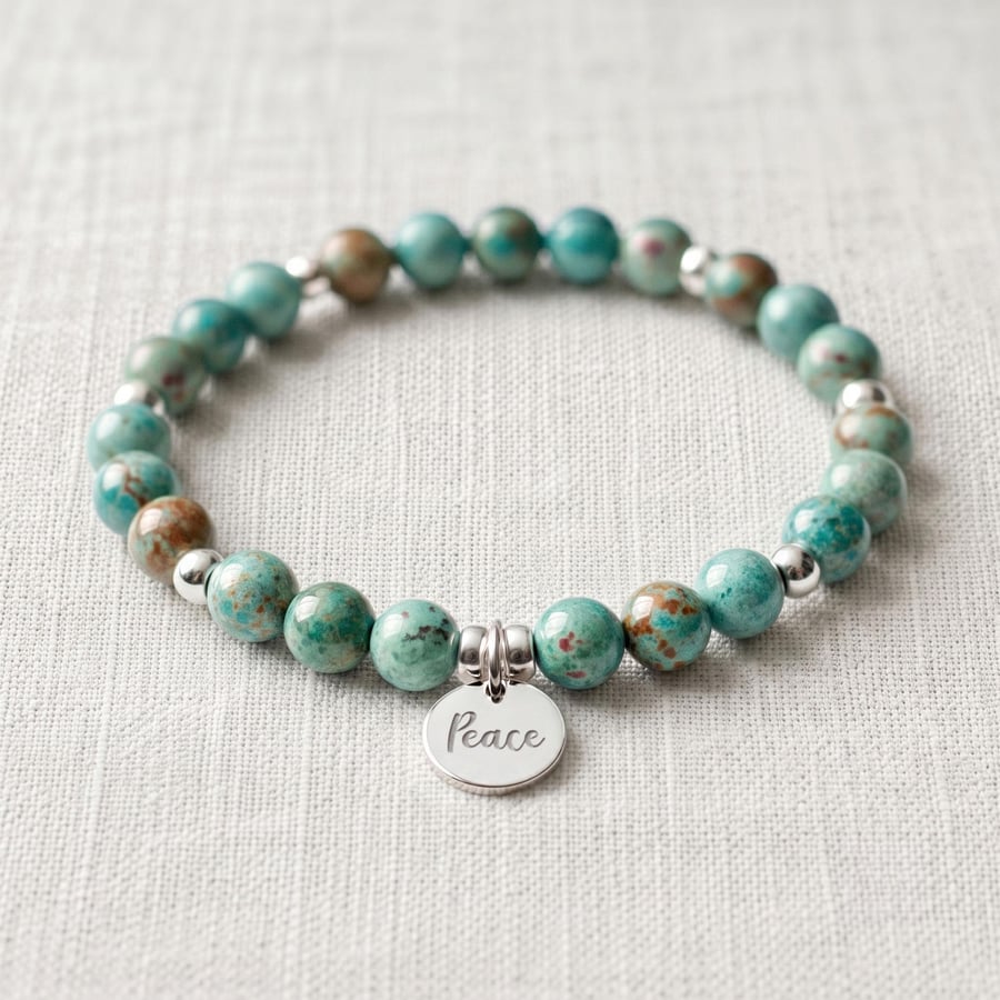 Chrysocolla Crystal Bracelet, Calm & Communication, Personalised Gift