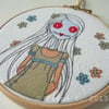 embroidered zombie lady hoop