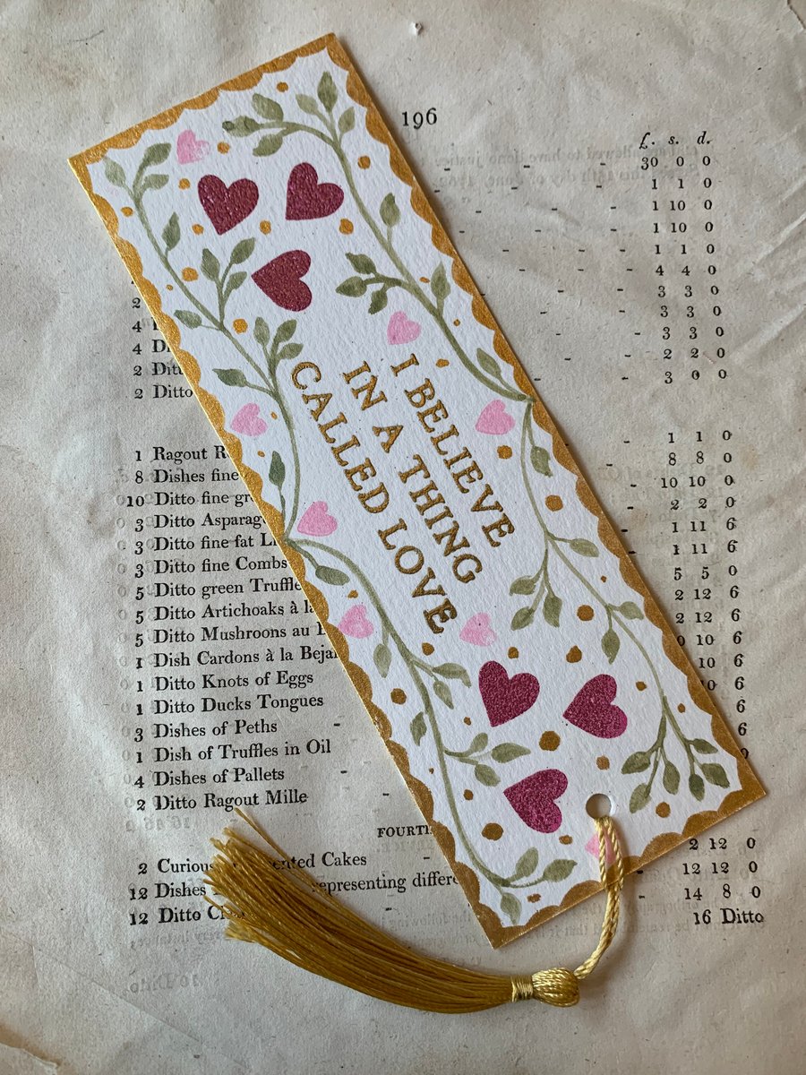 I Believe In A Thing Called Love Handmade Bookmark