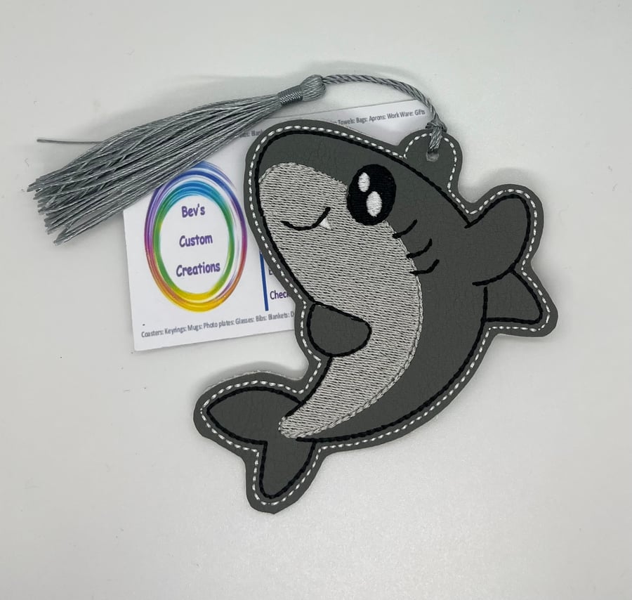 Shark embroidered bookmark 