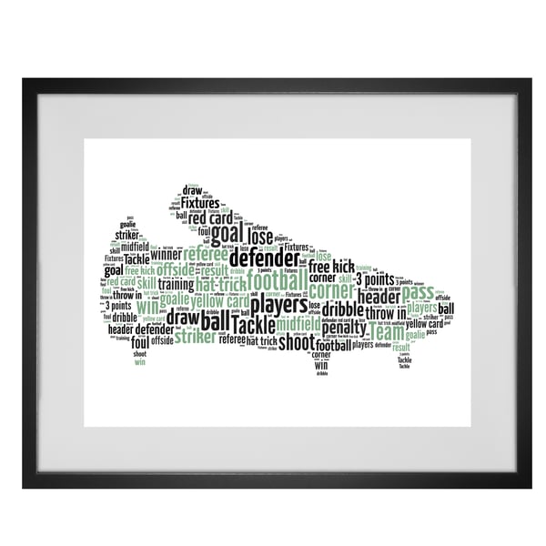 Personalised Football Boot Design Word Art Gifts 