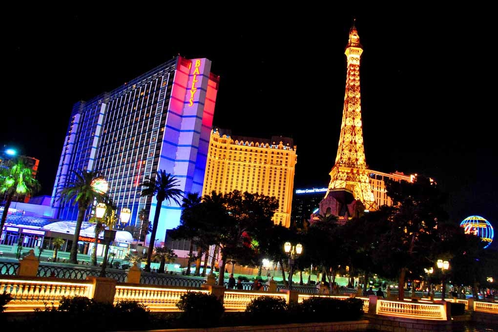 Eiffel Tower Paris And Ballys Hotel Las Vegas America Photograph Print