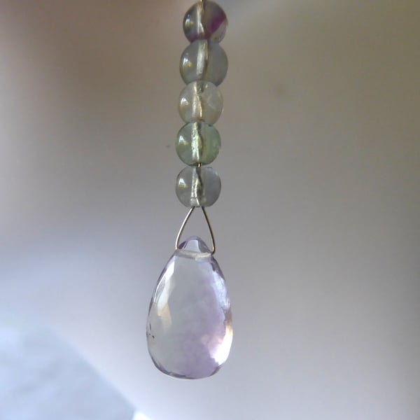 April Showers Earrings C with Fluorite and Sterling Silver 
