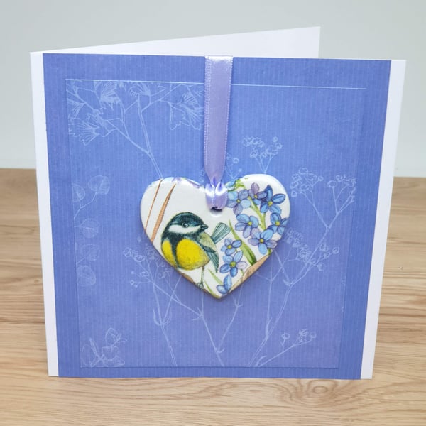 Bird handmade card with detachable decoration keepsake, gift for a bird lover 