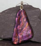 Red and Gold Dichroic Glass Pendant Necklace - 1123 - Image 2