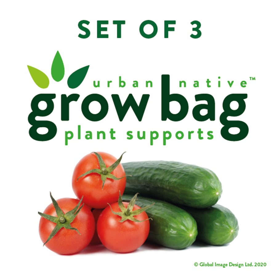 Set of 3 grow bag Plant Supports with attachable Stakes