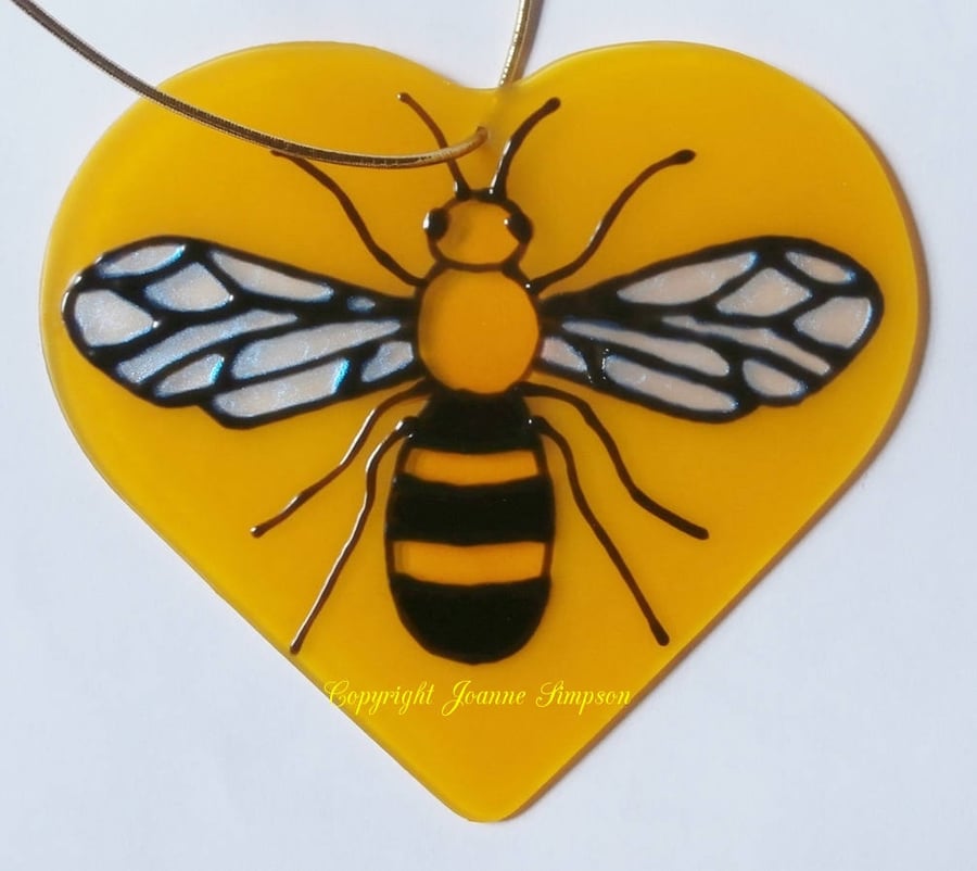 Manchester Bee sun catcher decoration. Bee gift, garden decoration, Glass Bee