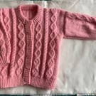Hand Knitted  Girls Pink Cardigan 24"