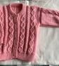 Hand Knitted  Girls Pink Cardigan 24"