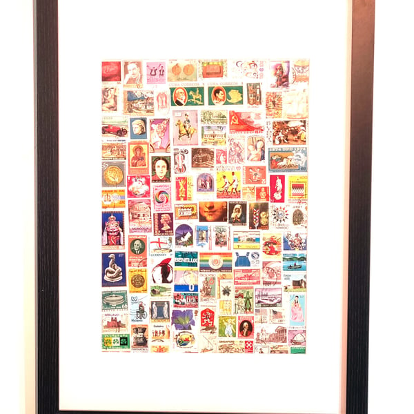 WW countries postage stamp collage frame