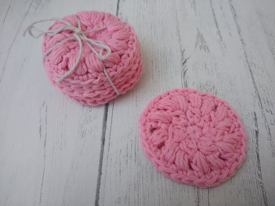 Baby Pink cotton face wipes, Make remover pads, reusable scrubbies