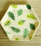 Small Hexagon Dish - Green Beech and Oak Leaves - Image 4