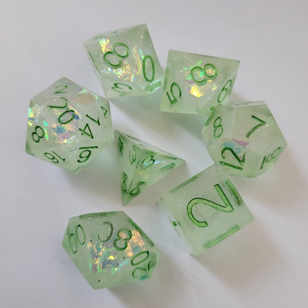 Handmade Resin DnD Dice Set Unique 7 Piece Collection