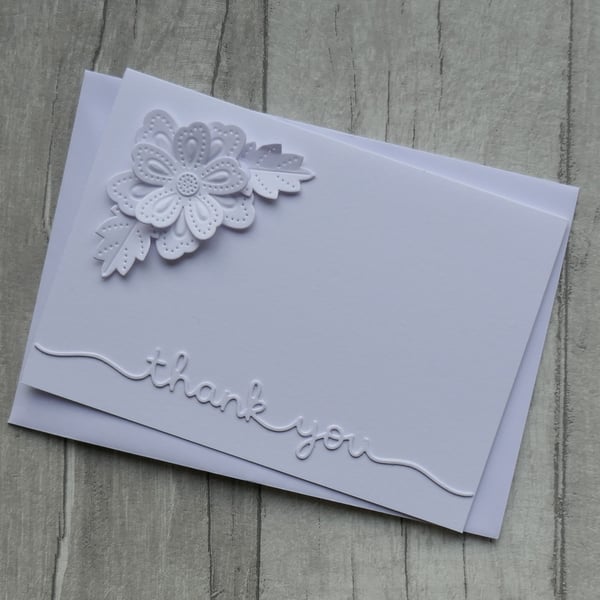 Thank You Card with White Flower and 'Thank You' Sentiment