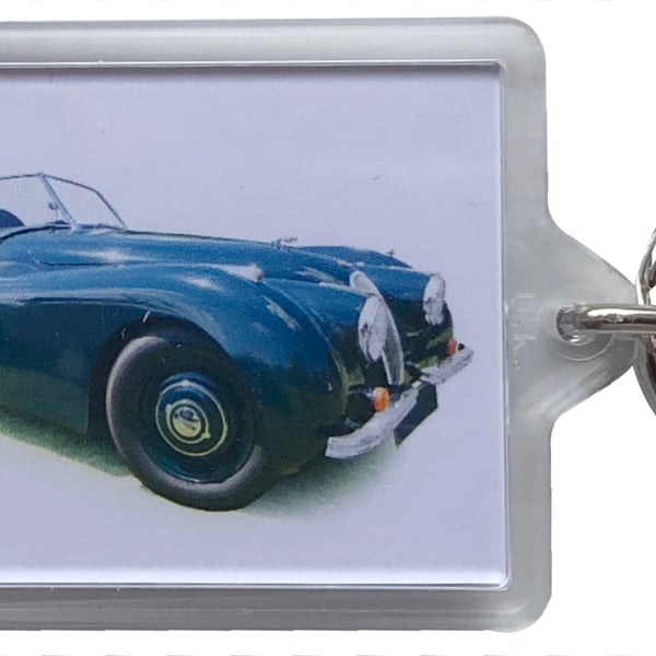 Jaguar XK120 1951 (Dark Green) -  Keyring with 50x35mm Insert 
