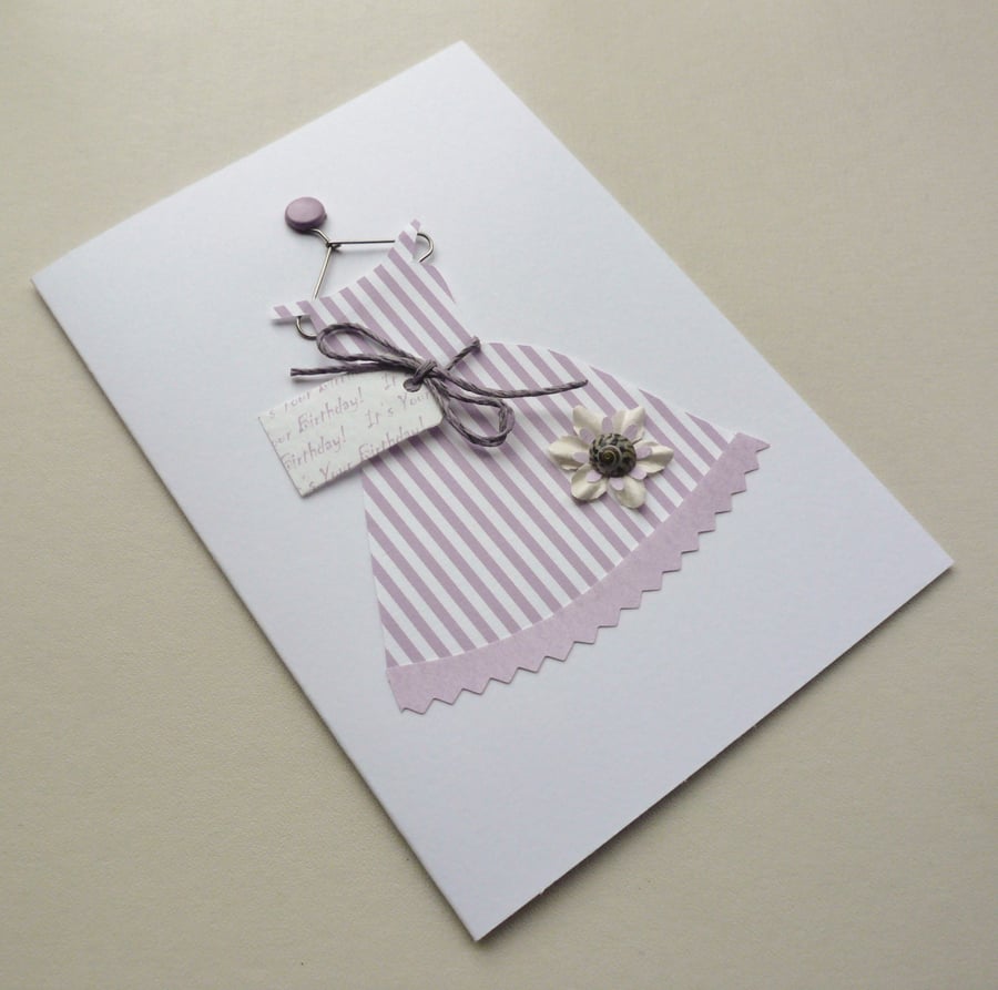 Purple Dress Sea Shell Embellished Greetings Card