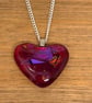 Dark Pink Fused Dichrohic Glass Heart pendant