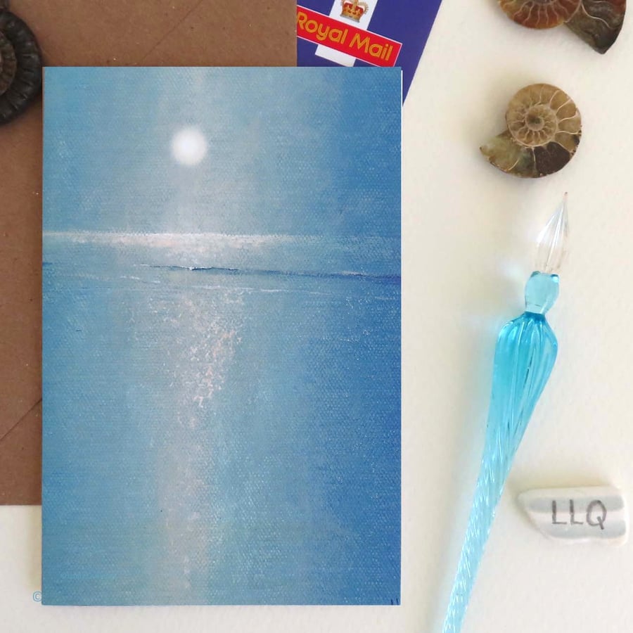  moon over the sea blank card repro from an original painting cello free