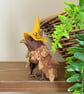 Witchy Brown Bird Spun Cotton Art Doll