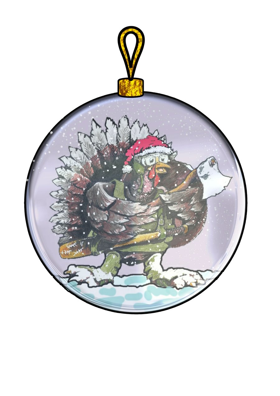 Turkey Snow Bauble sticker