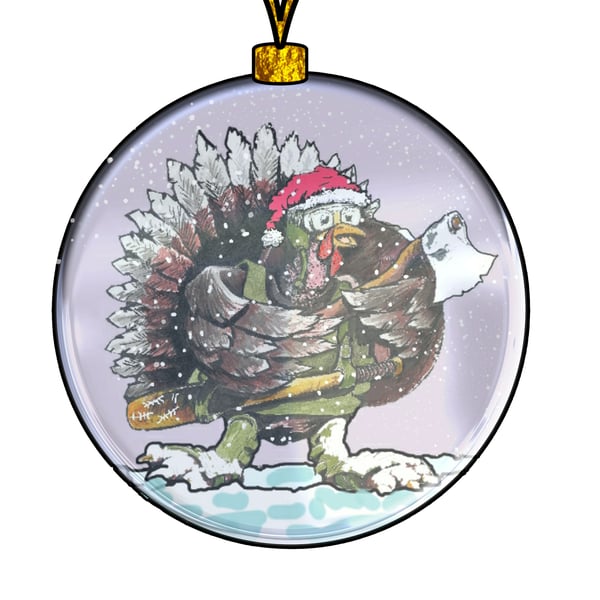 Turkey Snow Bauble sticker
