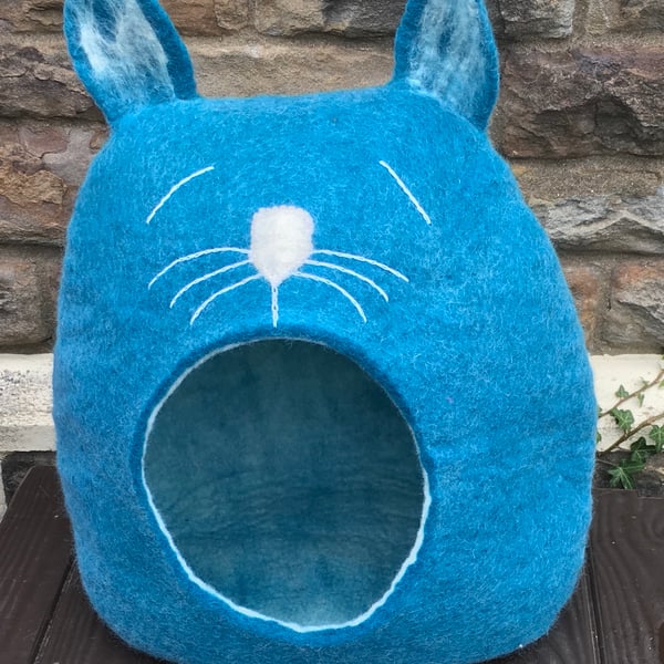 Wool felted Cozy snuggle Cat cave