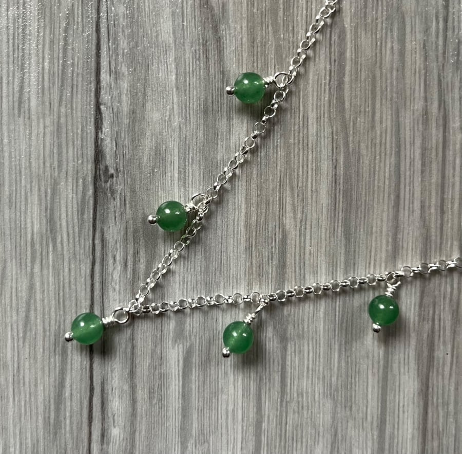 Sterling silver necklace with aventurine beads