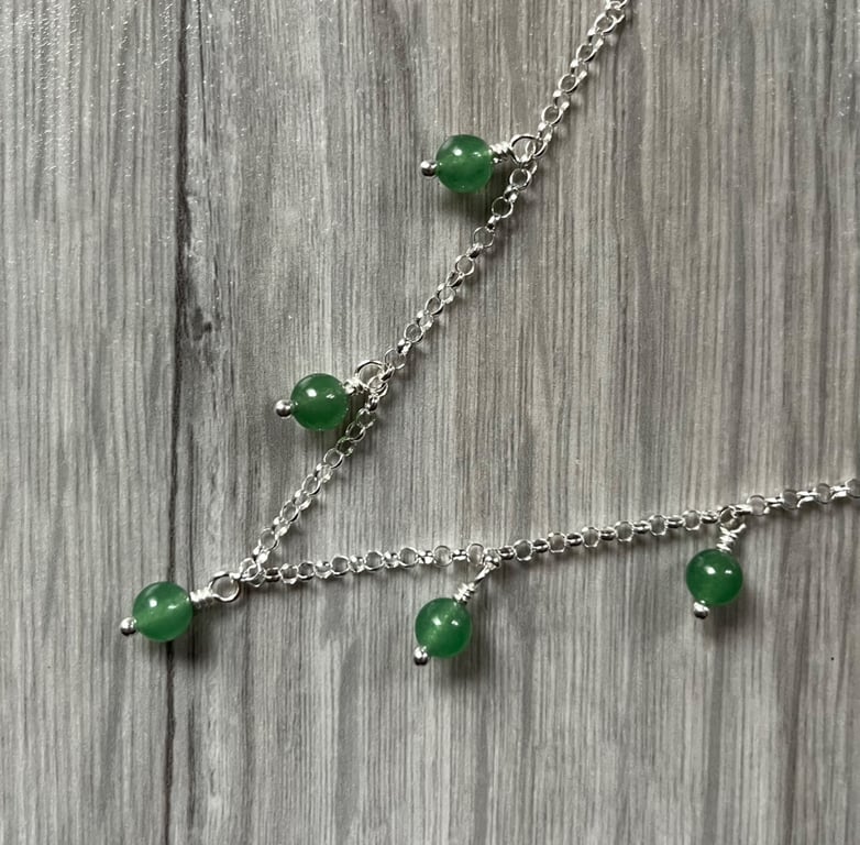 Sterling silver necklace with aventurine beads
