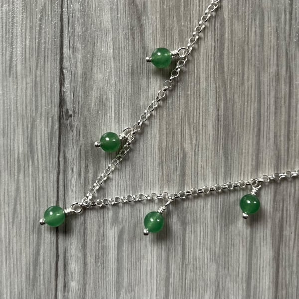 Sterling silver necklace with aventurine beads