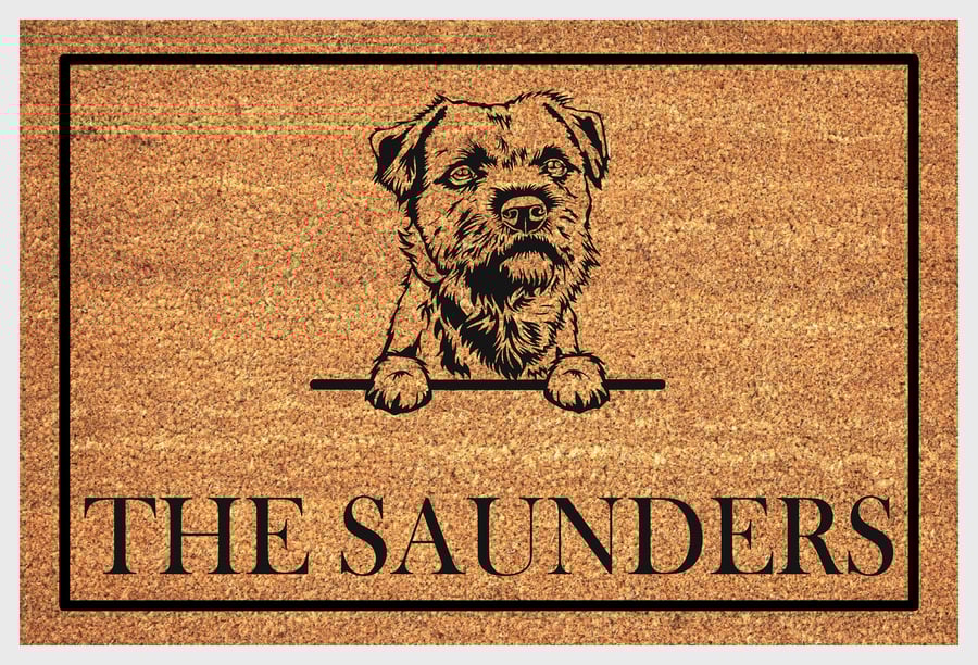 Border Terrier Door Mat - Personalised Border Terrier Welcome Mat - 3 Sizes