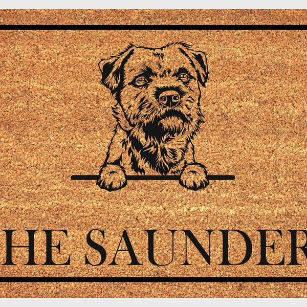 Border Terrier Door Mat - Personalised Border Terrier Welcome Mat - 3 Sizes