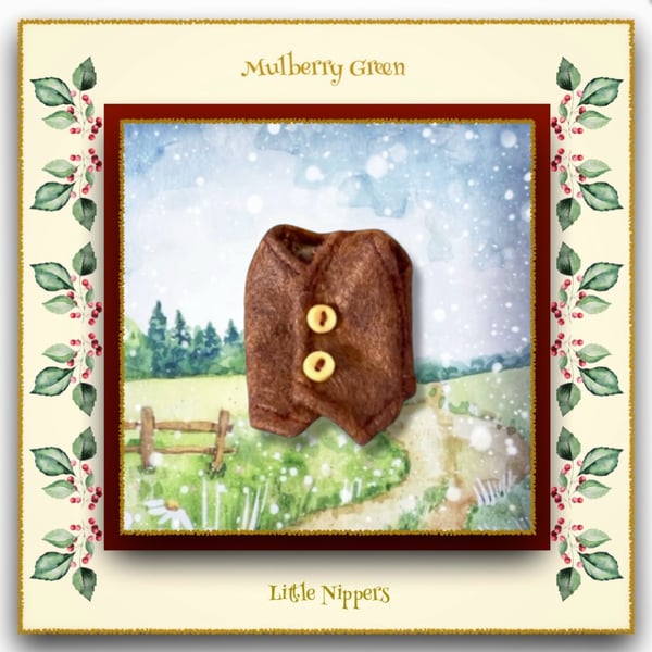 Little Nippers Brown and Mustard Cotton Lined Waistcoat 