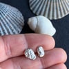 Recycled silver studs, a pair of silver or oxidised silver stud earrings.