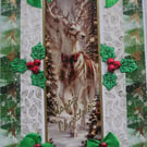 Hand Crafted Decoupage Chistmas Card - Happy Christmas (3394) Reindeer Stag