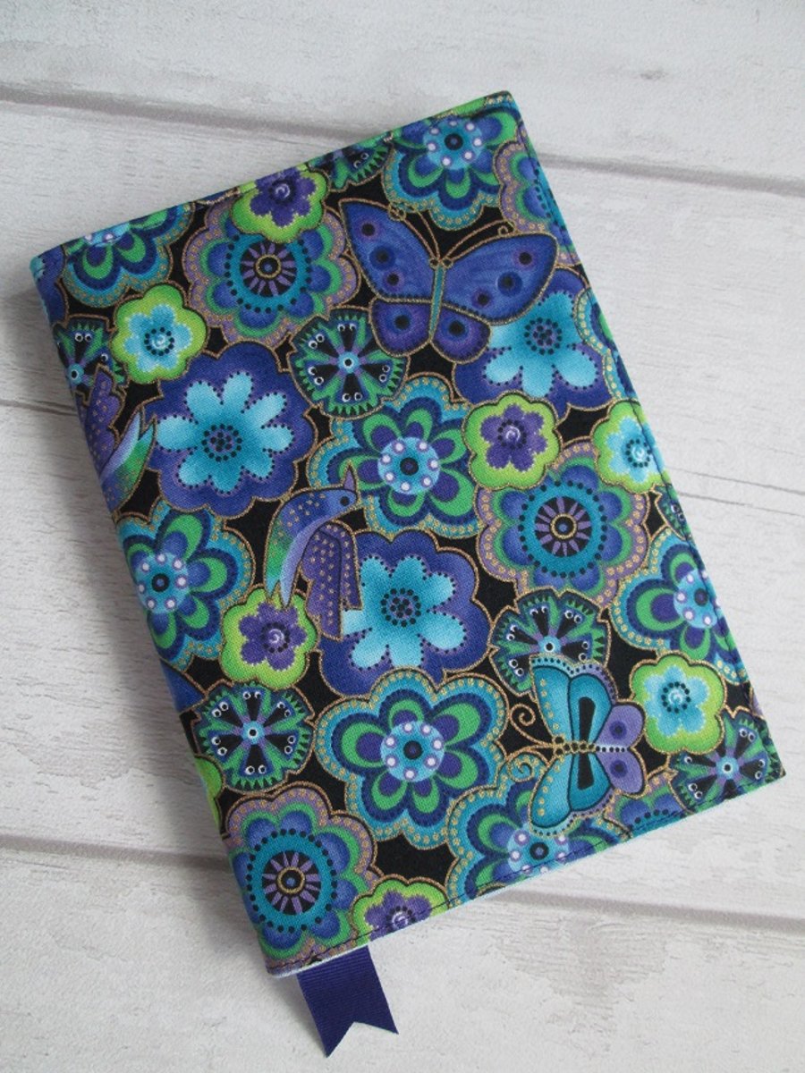 A6 Funky Blue Floral Reusable Notebook Cover
