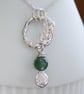Green moss agate silver leaf necklace, recycled sterling silver pendant necklace - Image 6