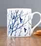 Fine bone china mug, flock of birds & branches, Coffee mug, Nature inspired gift - Image 6