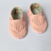 Moccasins in Pink Faux Leather and Liberty Lining