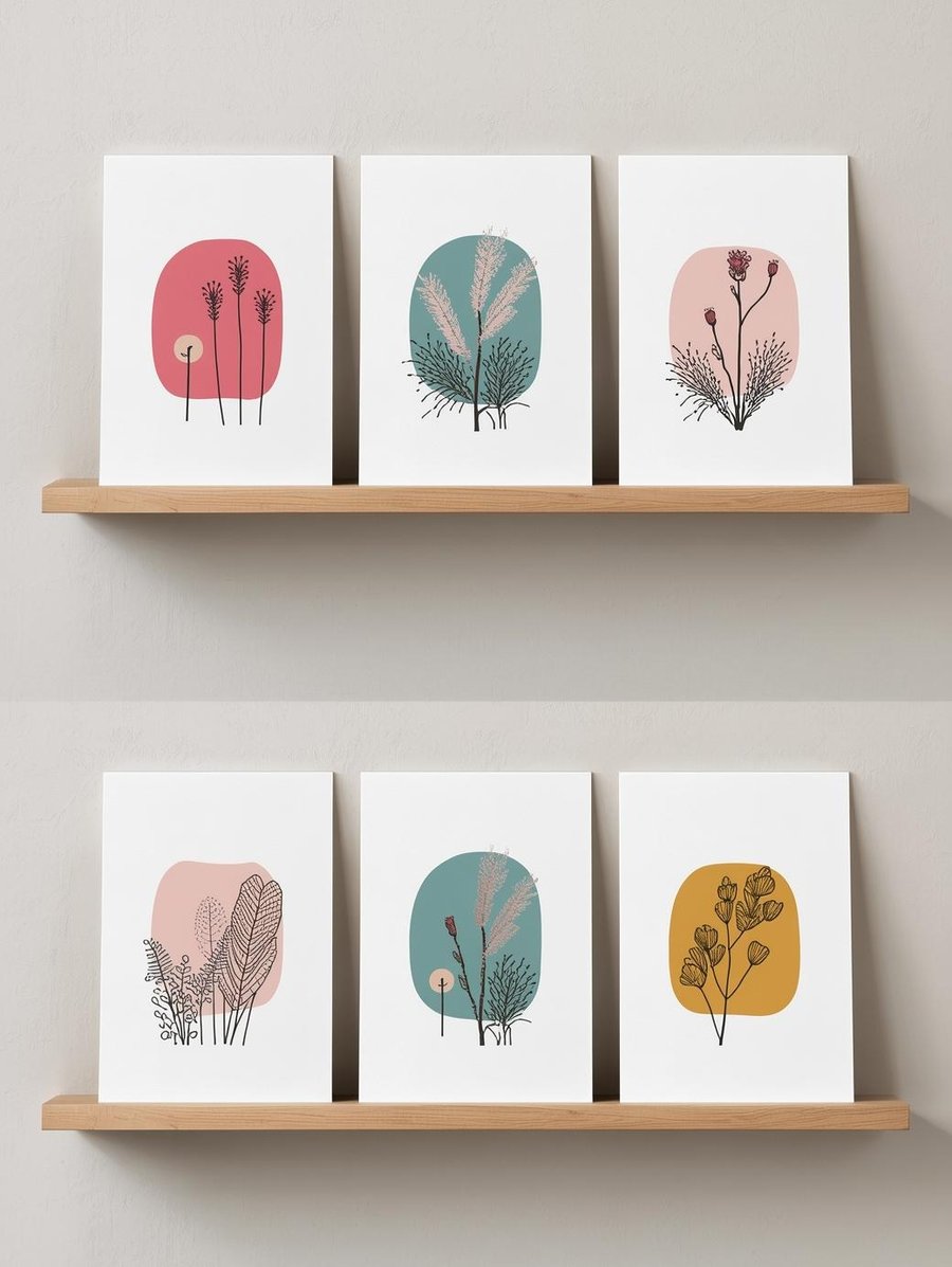 Pack of 6 - Botanical - A6 White Linen Note Card & Envelope Set