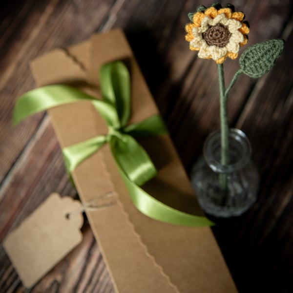 Sunflower Crochet Bookmark with Gift Packaging