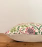 William Morris Strawberry Thief Cushion Cover - Rose & Green, Ticking Stripe - Image 2