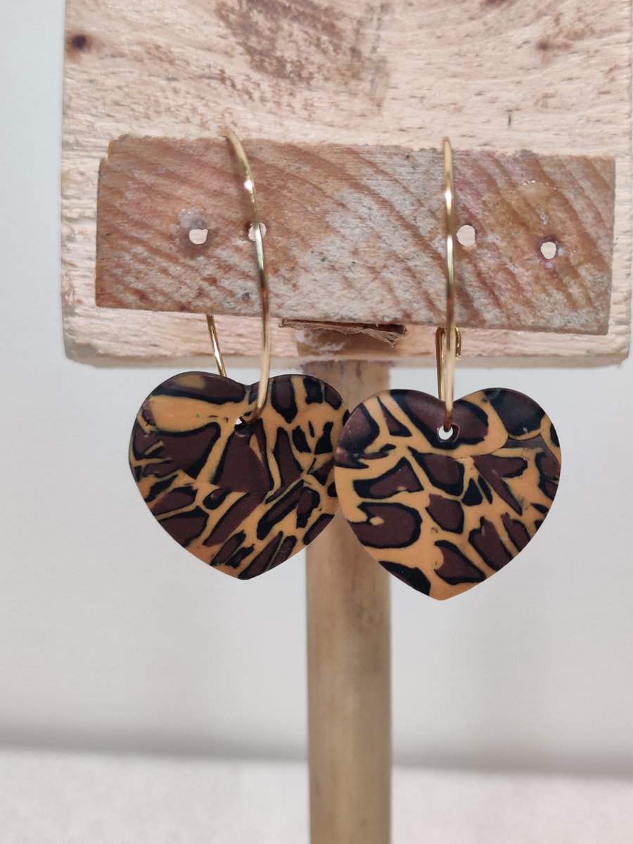 Leopard print heart hoop medium 