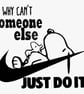 Just Don't Do It -  Alternative Nike Snoopy Procrastinator magnet - Image 1