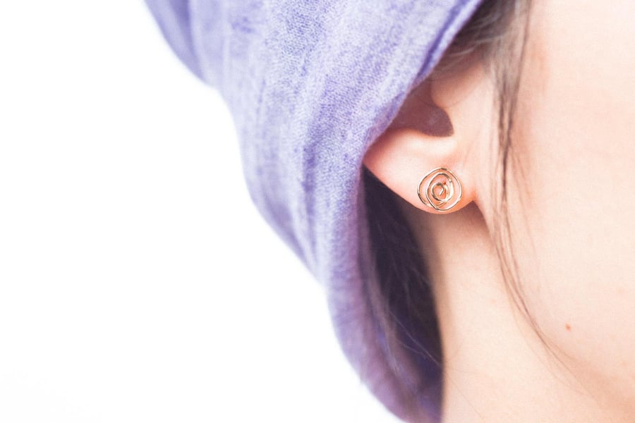 Handmade Gold Filled Swirl Stud Earrings 